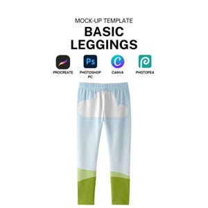 Kids Basic Leggings Realistic Mock-up Template for Procreate, Photoshop, Canva Digital Download