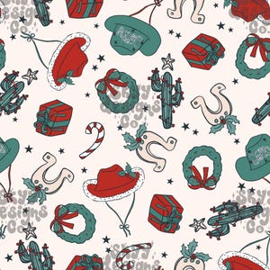 Western Cowboy Cowgirl Hut Muster für Weihnachten, Western Weihnachten Muster Muster für Stoffe, nahtlose digitales Papier