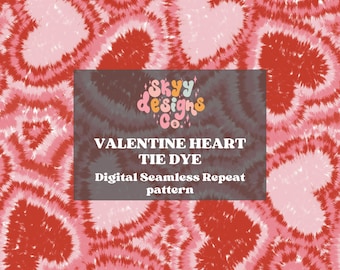 Abstract Tie Dye Hearts Seamless Pattern for Valentine's Day Digital Download Design