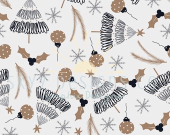 Festive Blue and Grey Trees Seamless Pattern for Christmas Digital Download Design