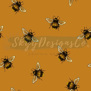 Yellow realistic bees  digital seamless pattern for fabrics and wallpapers, Bumble bee seamless pattern, Bee digital paper