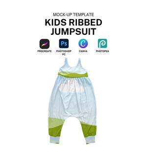Geribbelde kinderromper Realistische mockup-sjabloon voor Procreate, Photoshop, digitale download Canva