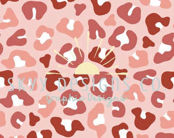Pink Cheetah Seamless Pattern for Valentine's Day, Trendy Leopard Pattern Paper Digital Download