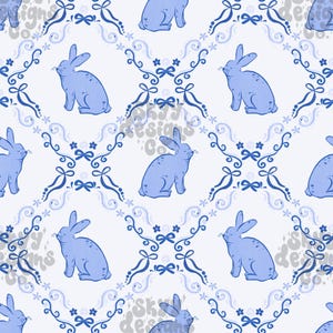 Coquette Bunny Seamless Pattern for Easter, Spring Animal Cottage Core Pattern Paper Digital Download