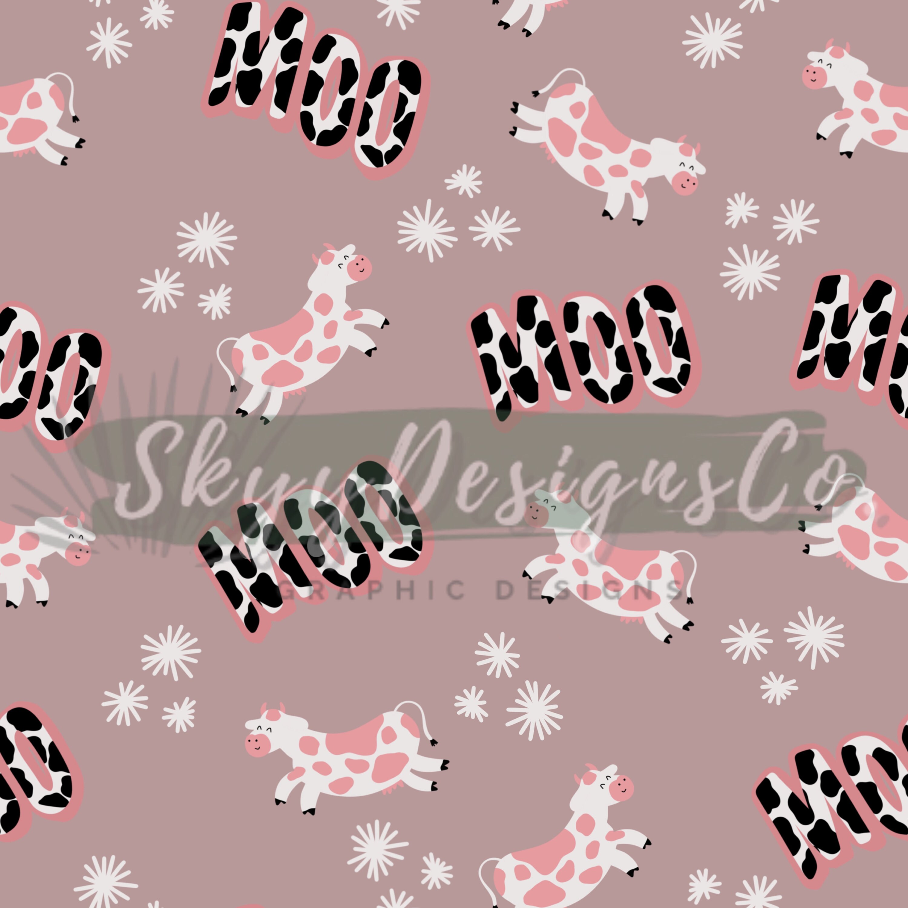 Pink Cow Pattern Peel and Stick Wallpaper Sample - 19′′x19′′, PVC-Free