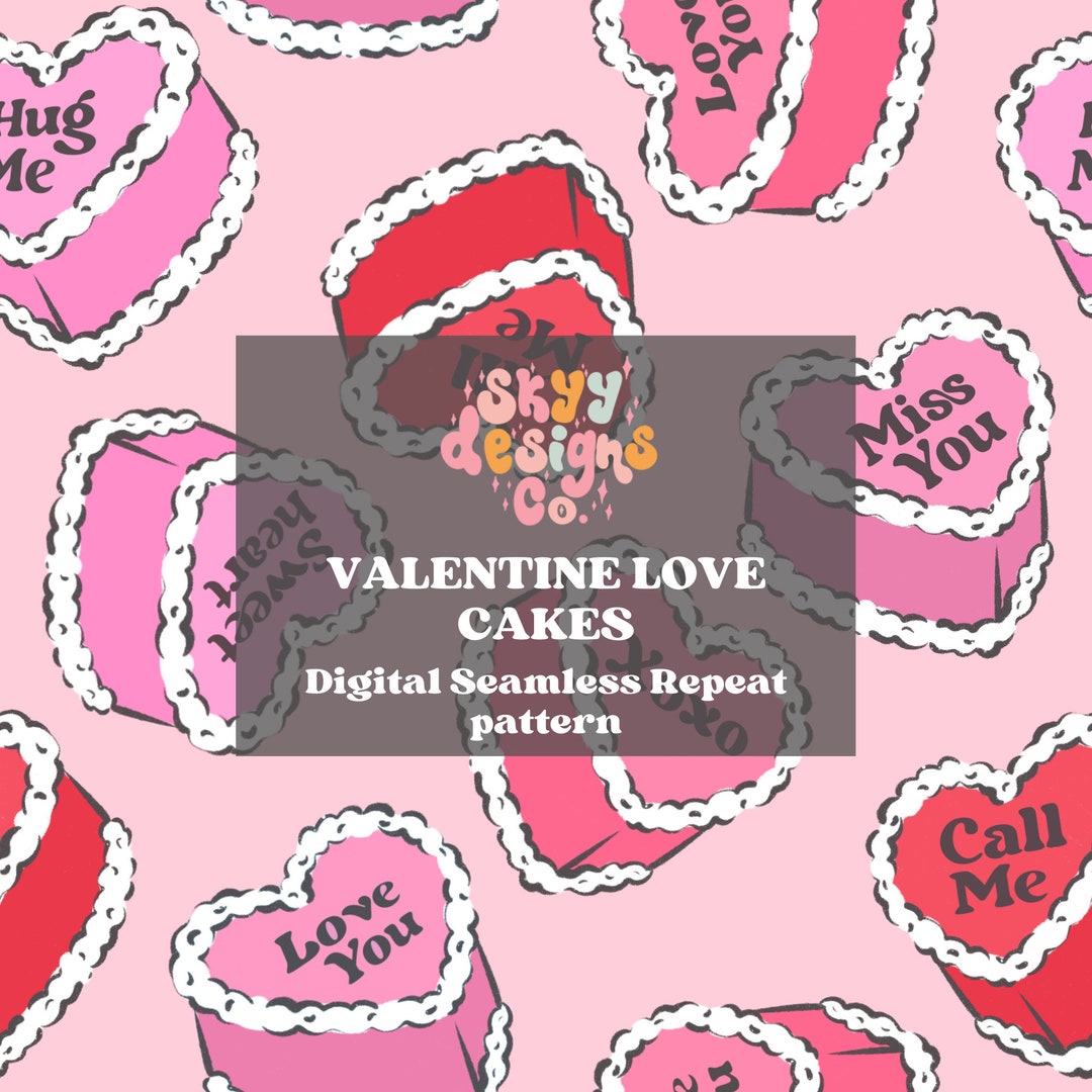 Trendy Valentine Heart Cakes Seamless Pattern for Valentine's Day ...