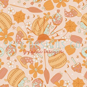 Pastel witchy Halloween  digital seamless pattern for fabrics and wallpapers, Witchy seamless file, Digital paper pastel witch, download