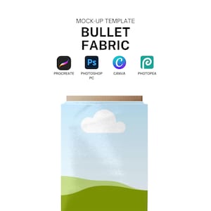 Bullet Stoff falten realistische Mock-up-Vorlage für Procreate Photoshop und Canva, nahtlose Muster Ihr Design hier Mock-Up