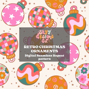 Retro Weihnachtsschmuck Musterdesign für Weihnachten, Retro Ornamente Musterdesign für Weihnachten Stoffe