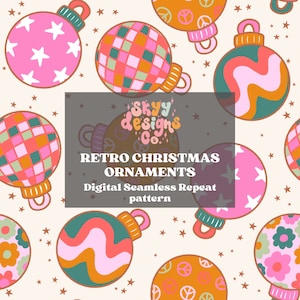 Retro christmas ornaments seamless pattern for Christmas, Retro ornaments seamless repeat pattern for Christmas fabrics