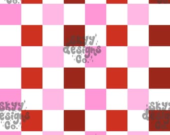 Retro Checkered Seamless Pattern for Valentine's Day, Abstract Pattern Paper Digital Download