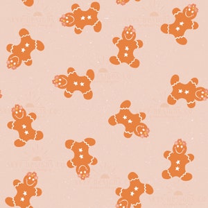 Floral Gingerbread Digital Seamless Repeat Pattern for Christmas