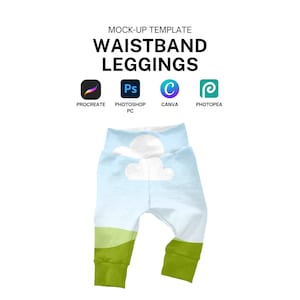 Kids Waistband Leggings Mock-Up Template for Canva, Photoshop, and Procreate Digital Download