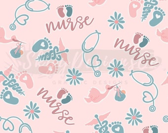 Baby Krankenschwester Musterdesign für medizinische, Lieferung Arzt Muster Papier digitaler Download