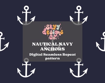 Nautical anchors seamless pattern for summer, Minimal nautical seamless pattern for fabrics, digital download repeat pattern gender neutral