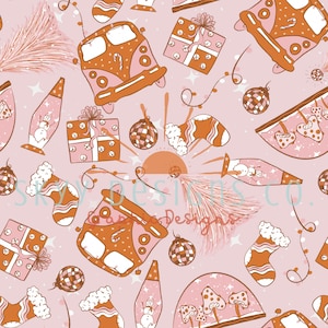 Weihnachten digital nahtlose Muster für Stoffe und Tapeten, groovy mit nahtlosen Muster, digitales Papier Retro-Weihnachtsmuster
