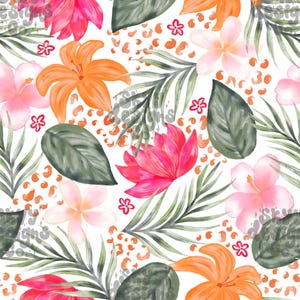 Bright Tropical hibiscus floral seamless pattern for summer, Tropical seamless repeat pattern for fabrics, Digital download Seamless pattern