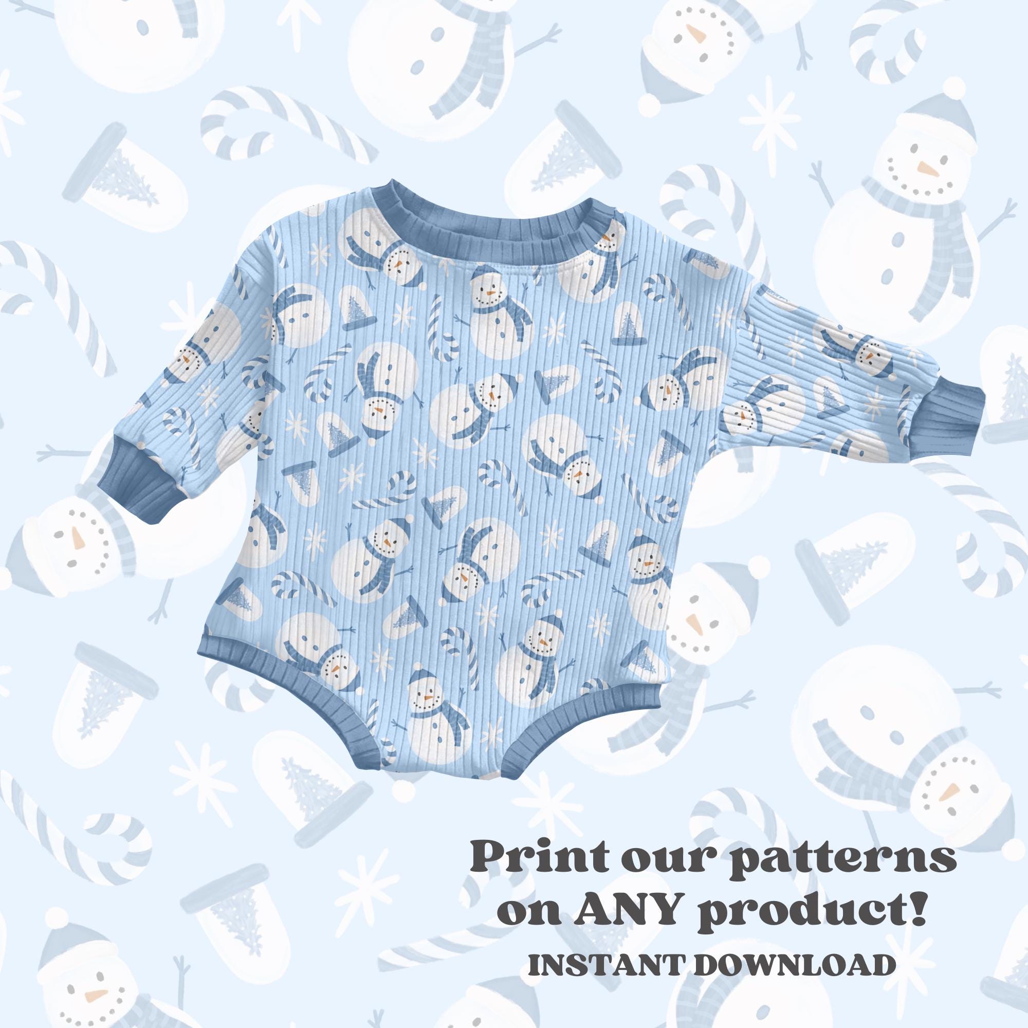 Monochrome Watercolor Snowmen Seamless Pattern, Boys Winter Christmas ...