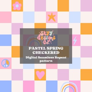 Pastell Retro Kariertes nahtloses Rapportmuster für Frühling, Nahtloses Kariertes Muster Papier digitaler Download, Frühling Ostern Kariert