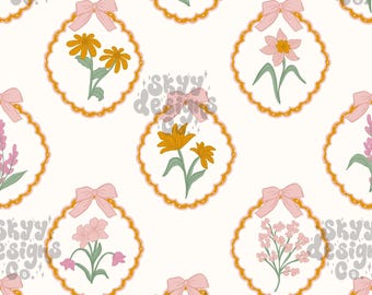Boho Wildflower Patchwork Seamless Pattern for Spring and Summer, Dainty Flower Paper Digital Download