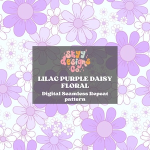Lila lila Retro florales nahtloses Muster, Retro florales nahtloses Muster für Stoffe, digitaler Download Rapportmuster für den Sommer