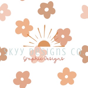 Minimal neutral daisy seamless pattern for Retro fabrics, Seamless floral daisy seamless repeat pattern for fabric sublimation
