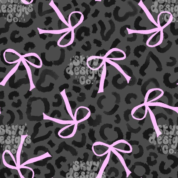 Coquette Cheetah Bows Seamless Pattern for Girls, Preppy Leopard Pattern Paper Digital Download