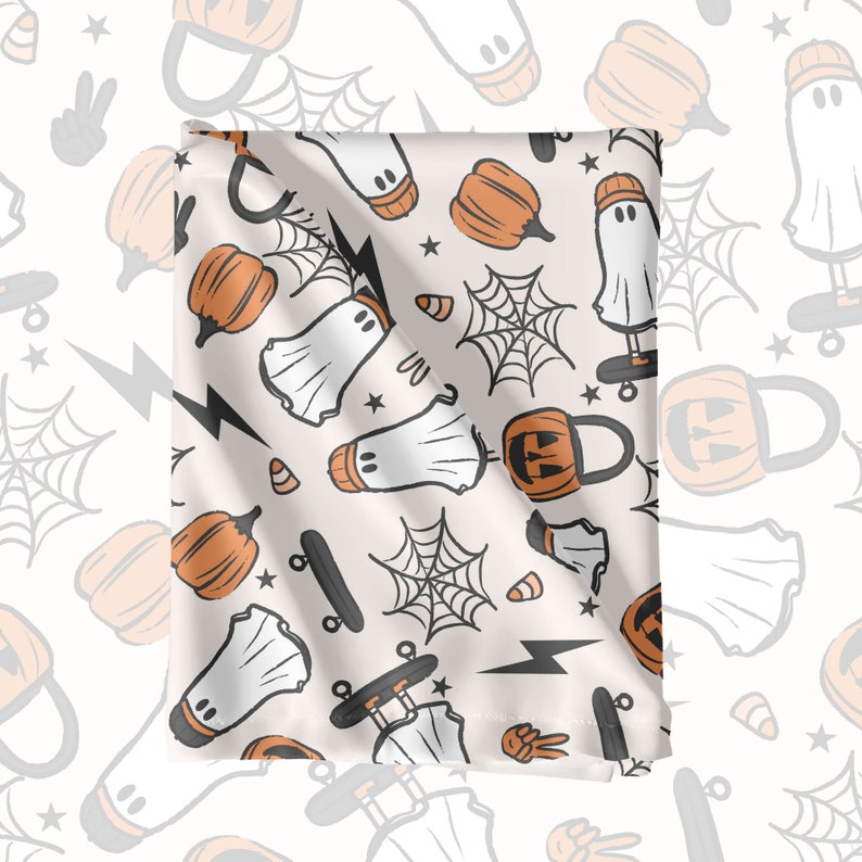 Boys Pumpkin Ghosts Seamless Pattern for Halloween, Spooky Pattern ...