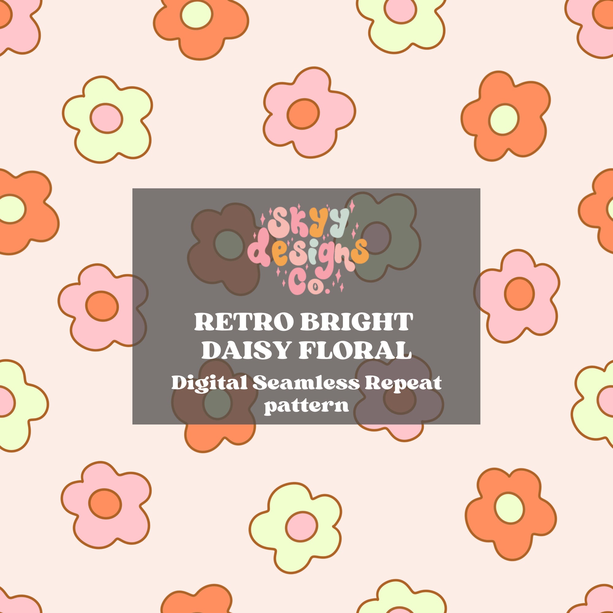 Groovy Retro Summer Daisy Seamless Pattern for Retro Floral Fabric ...
