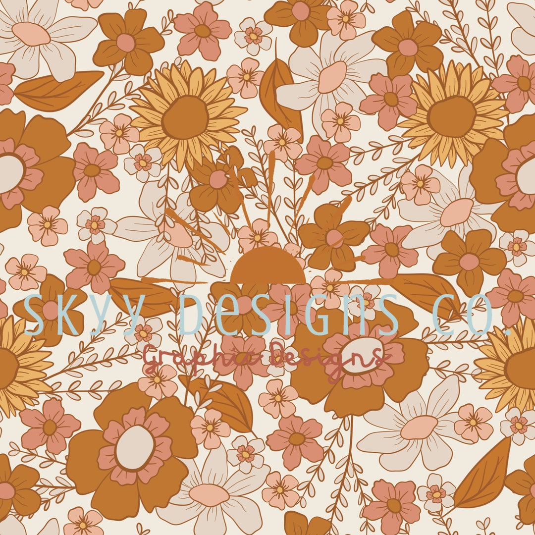 Boho Wildflower Seamless Pattern, Neutral Floral Pattern Paper Digital ...