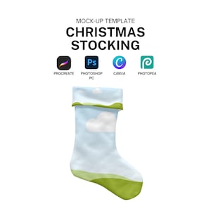Christmas Stocking Realistic Mock-up Template for Canva, Procreate, Photoshop Digital Download
