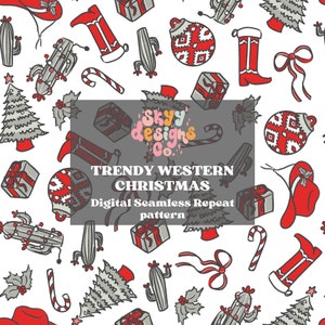 Trendy Western Weihnachtsstiefel digitales nahtloses Muster für Weihnachtsstoffe und Oberflächendruck