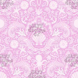 Preppy Nautical Watercolor seamless pattern design for Summer, Girly Beach Seamless paper download, Commercial use Summer repeat file
