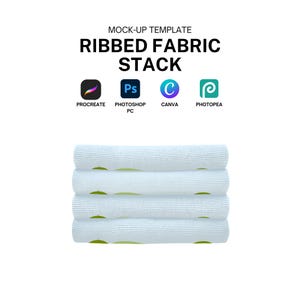 Ribbed Fabric Stack Realistic Mockup Template for Procreate, Canva, Photoshop Digital Download