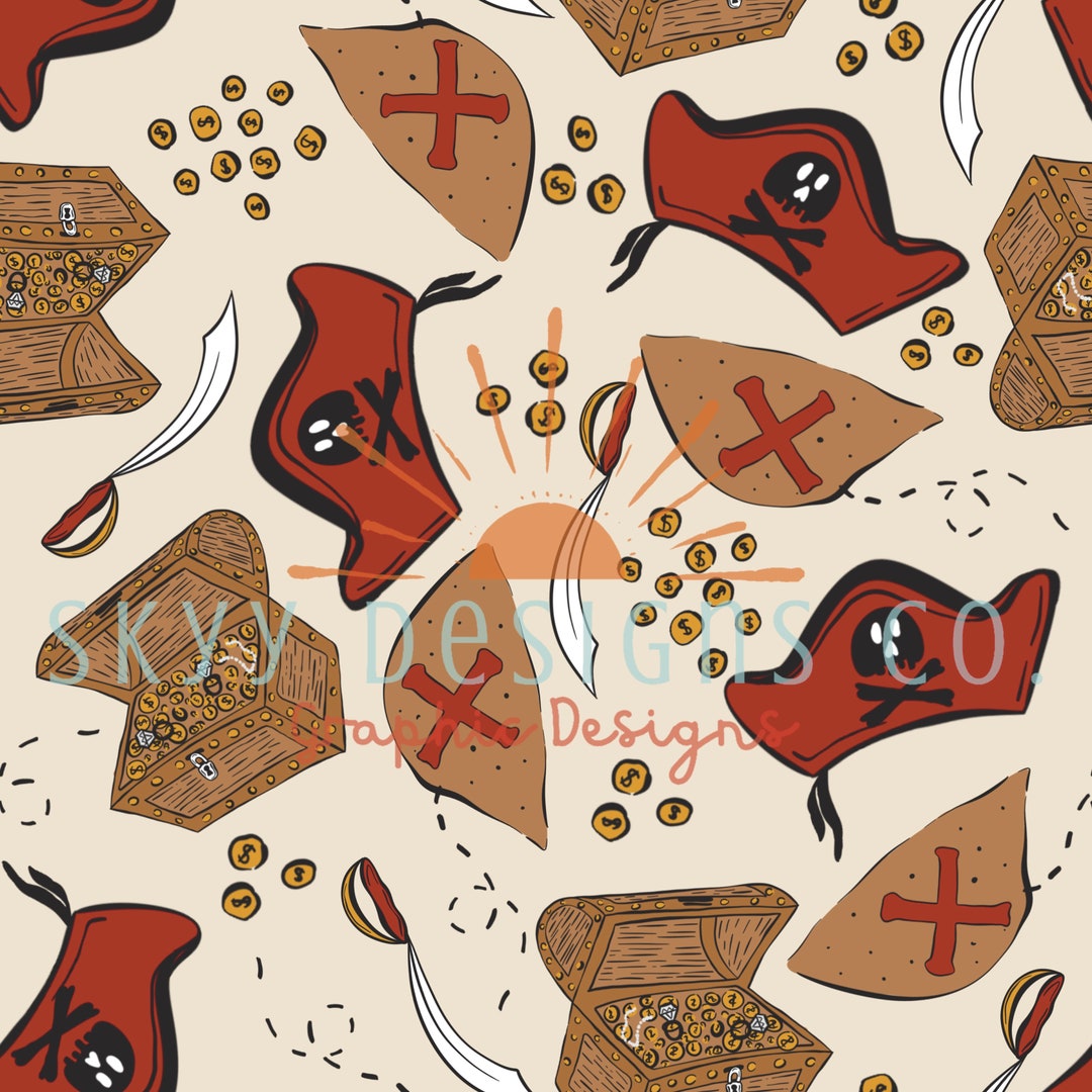 Pirates Seamless Pattern, Boy Seamless Files, Digital File for Fabric ...