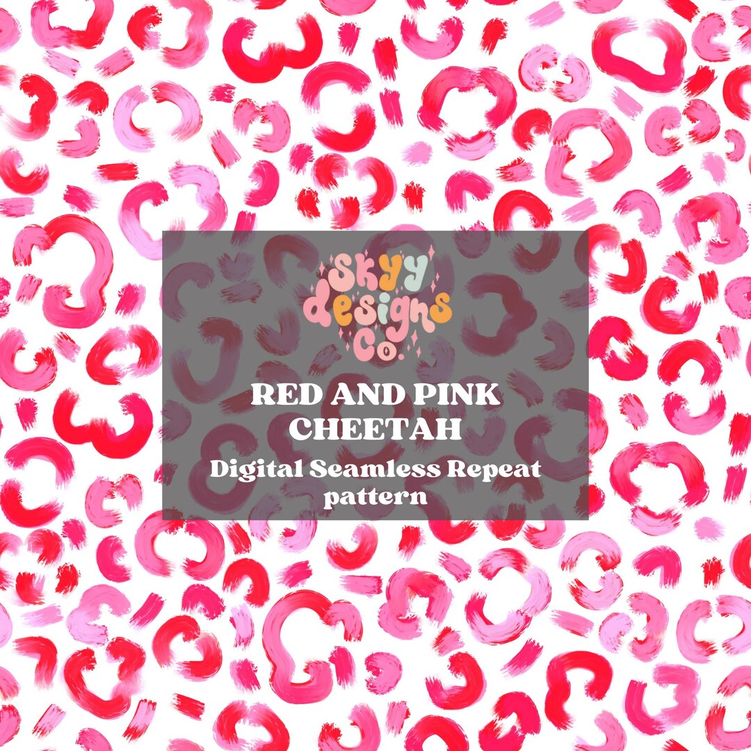 Watercolor Cheetah Seamless Pattern for Valentine's Day, Preppy Leopard ...