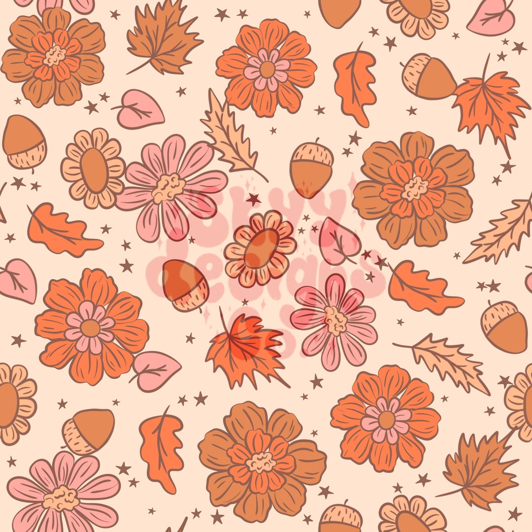 Boho Fall Leaves Seamless Pattern, Autumn Floral Pattern Paper Digital ...