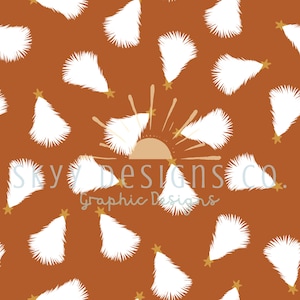 Brown boho Christmas trees digital seamless pattern for fabrics and wallpapers, Trees digital paper, Christmas seamless repeat pattern