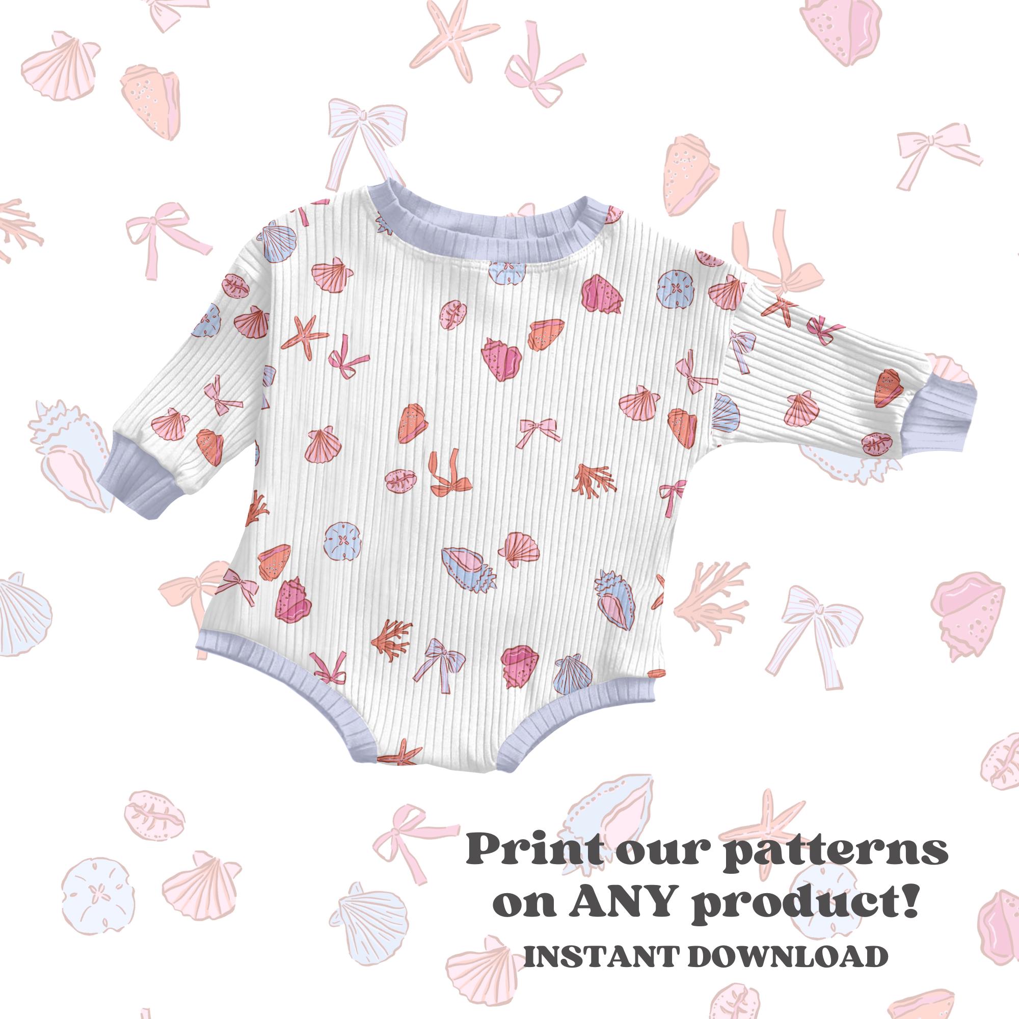 Coquette Seashells Seamless Pattern for Summer, Girly Nautical Pattern ...