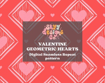 Valentine Hearts Seamless Pattern, Love Patchwork Pattern Paper Digital Download