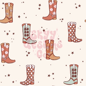 Trendy western Christmas boots digital seamless pattern for Christmas fabrics and Surface printing