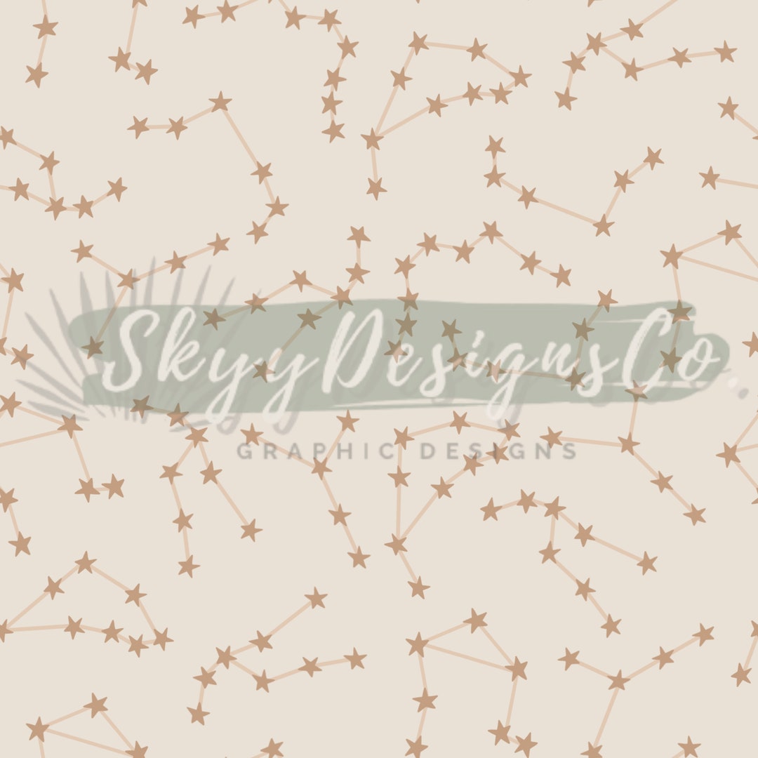Neutral Star Pattern Zodiac Stars Constellation Seamless Pattern, Neutral Boho Star Pattern ...