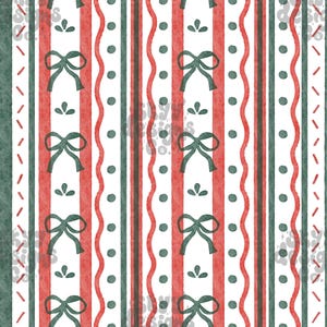 Coquette Motif rayé et noeuds transparents pour Noël, Papier numérique de Noël et Rayures preppy