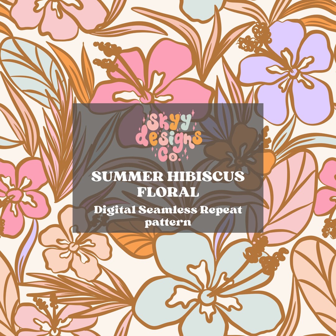 Tropical Hibiscus Floral Seamless Pattern for Summer, Beach Flowers ...