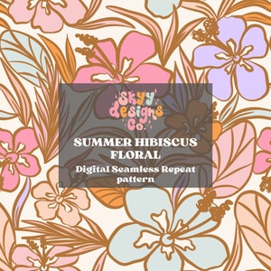 Padrão floral de hibisco tropical sem costura para o verão, padrão de repetição sem costura de folhas tropicais para tecidos, padrão sem emenda de download digital