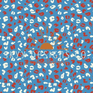 Blue Fourth of July Cheetah digital seamless pattern for fabrics and wallpapers, American Cheetah seamless pattern file