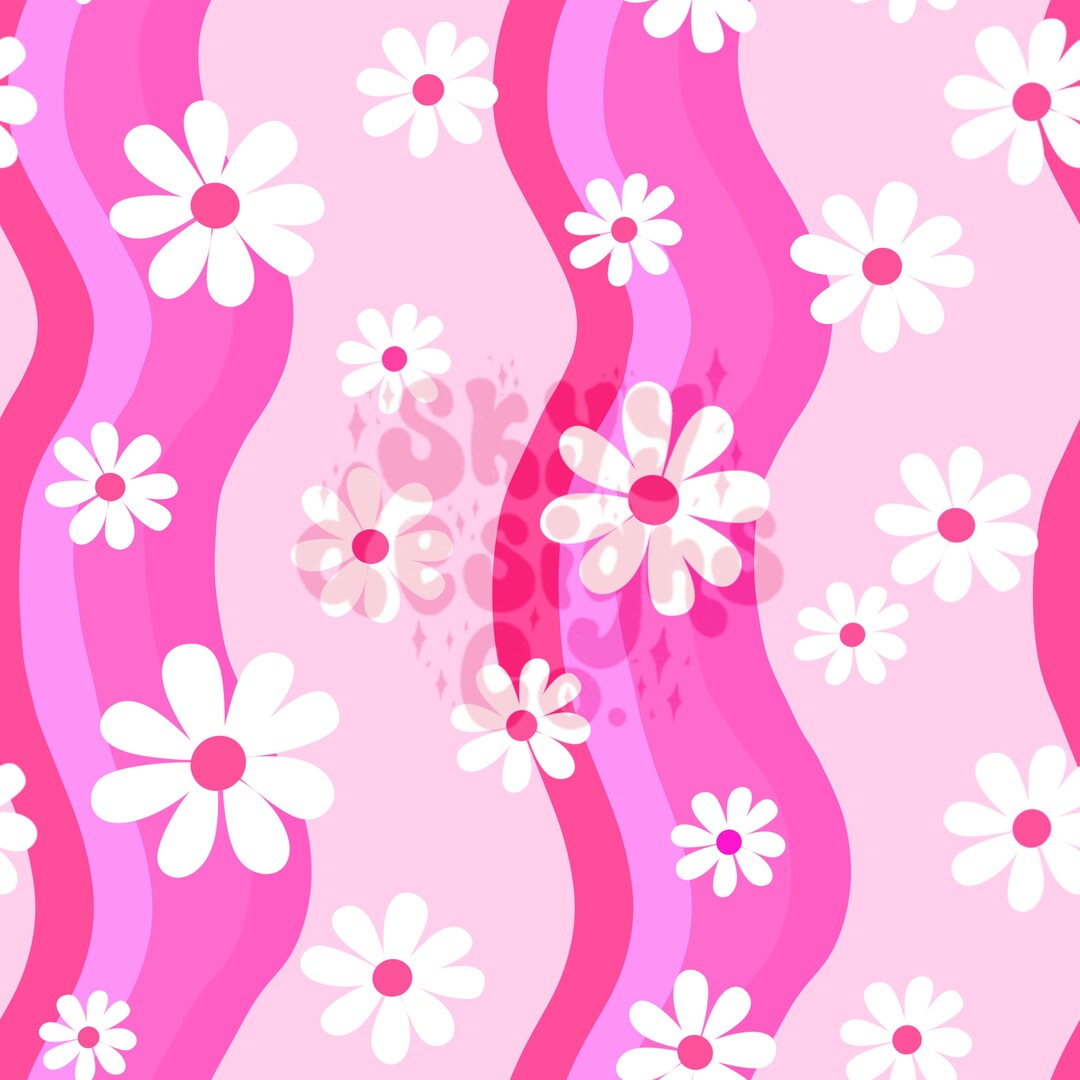 Groovy Retro Summer Daisy Waves Seamless Pattern for Retro Floral ...