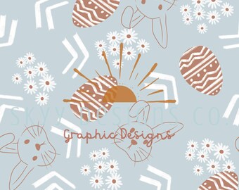 Boys Minimal Bunny Seamless Pattern for Easter Digital Download Design