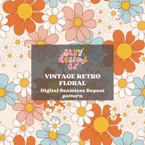 Vintage retro floral daisy seamless pattern for retro floral fabric sublimations