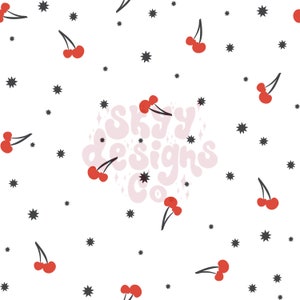 Kirschen digital nahtlose Muster für Stoffe und Tapeten Obst nahtlose Rapportmuster, Kirschen Tupfen digitales Papierdesign